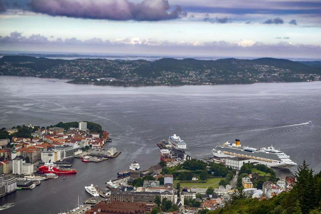 landscape, port, bergen
